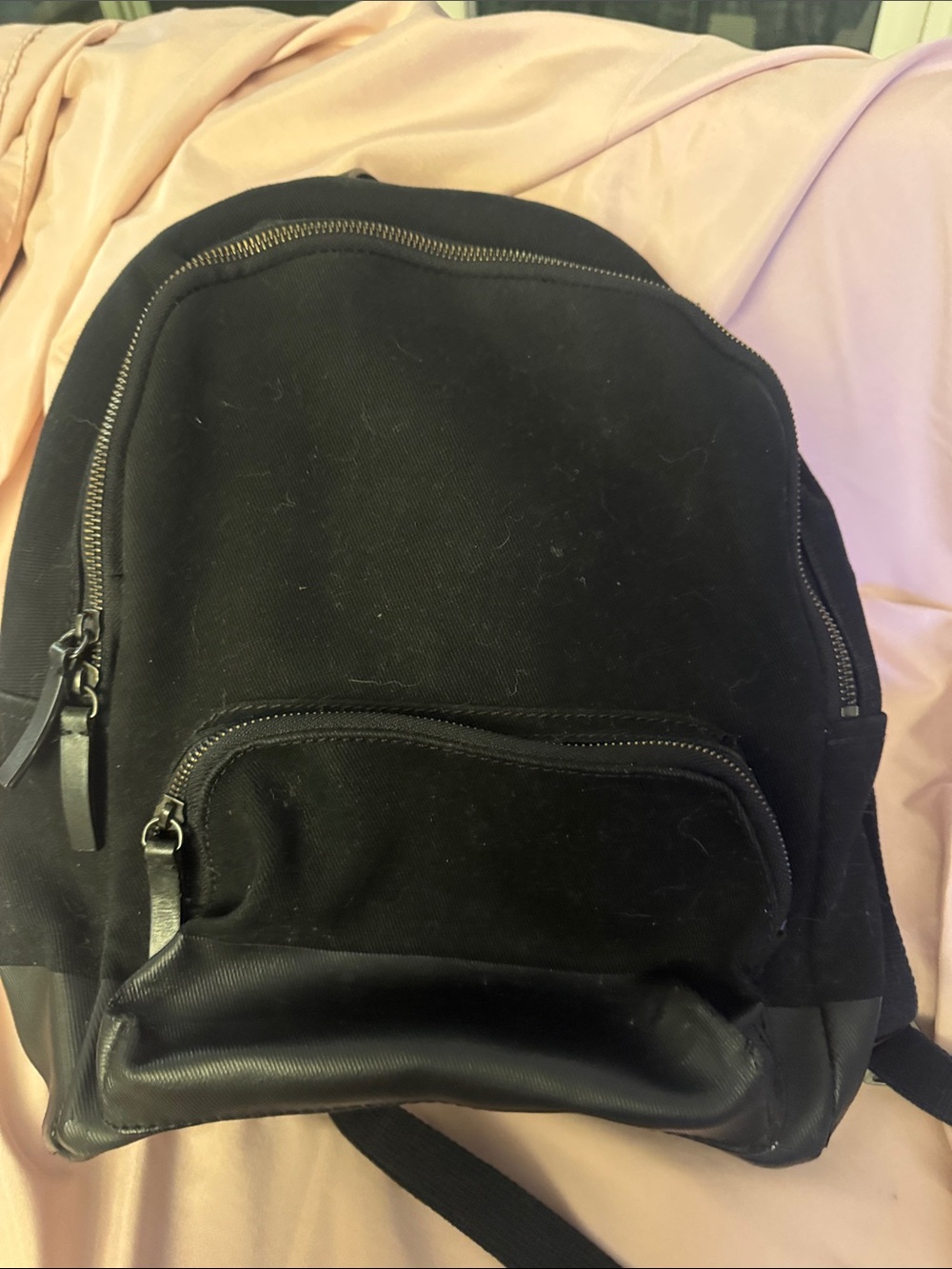 Black unisex small Canvas / denim Backpack - Classic Everyday Pack